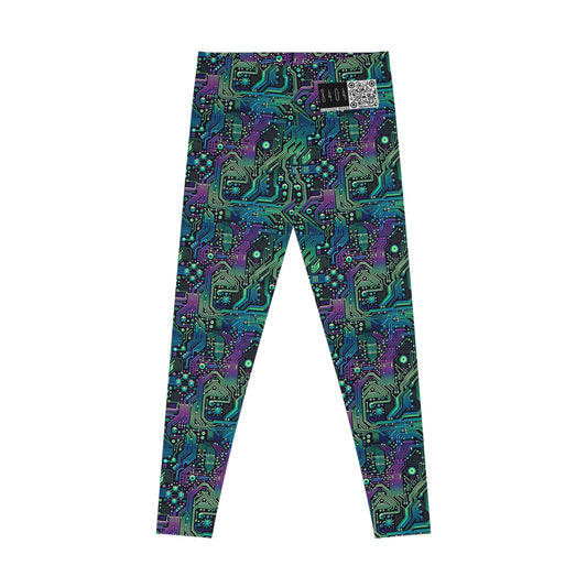 Tech-Infused Neon Tech-Forward Streetwear Stretch Leggings - 8404 Design-66
