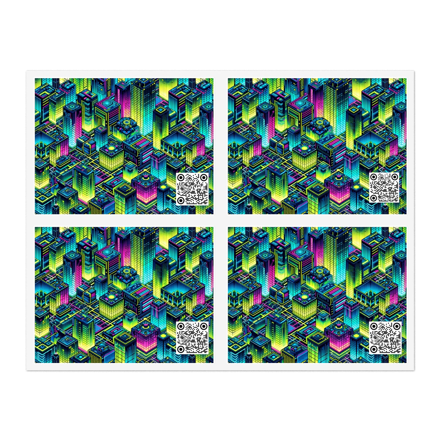 Tech-Infused Neon Tech-Forward Streetwear Sticker Sheets - 8404 Design-65