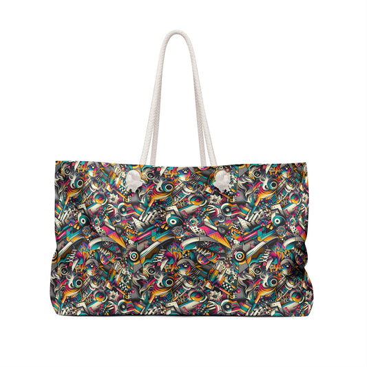 Urban Graffiti Fusion Eclectic Street Art Meets Modern Tech Culture Weekender Bag - 8404 Design-55
