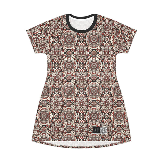 Neo Jomon Sculptural Aesthetics Artisanal Streetwear T-Shirt Dress - 8404 Design-55