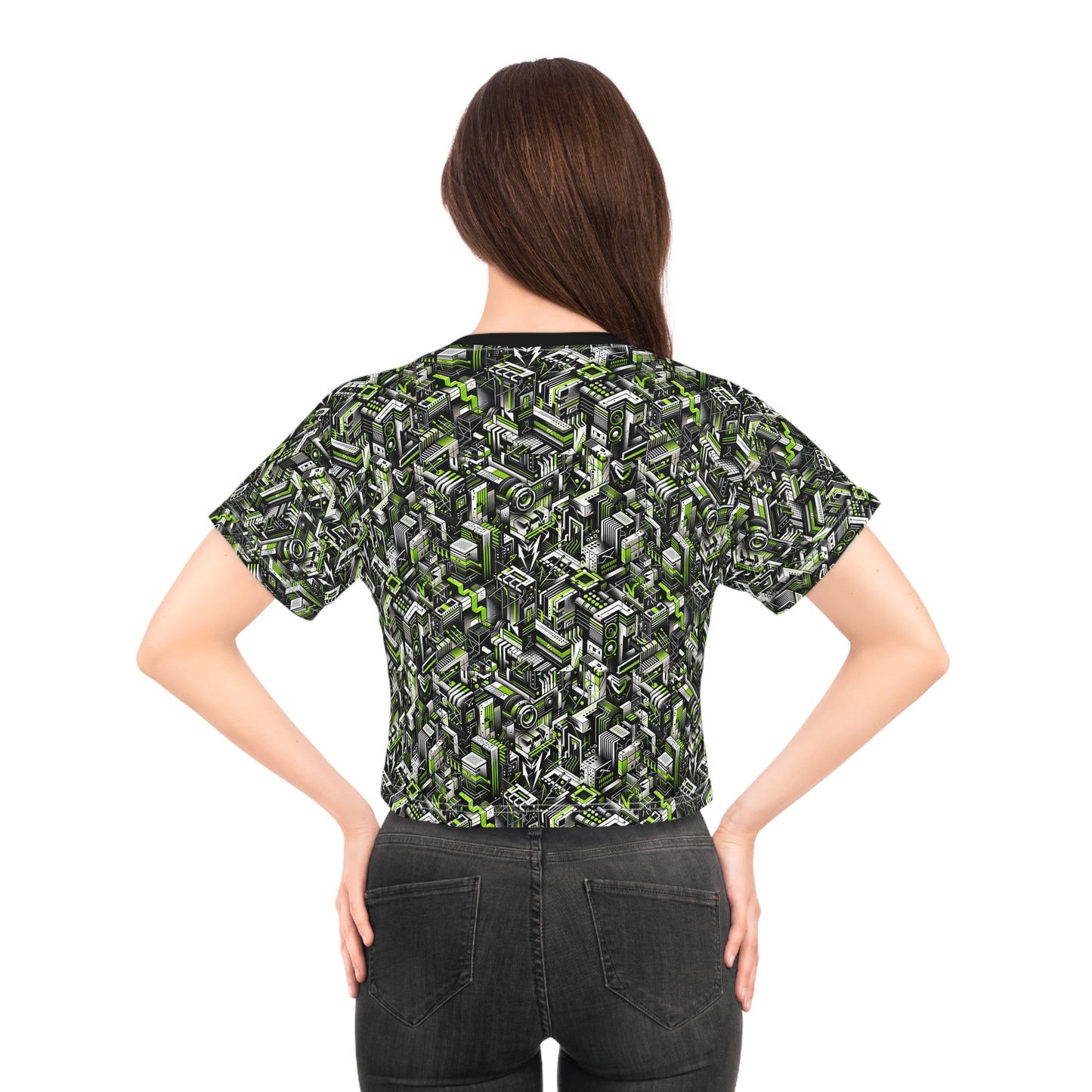 Graffiti Tech Fusion Bold Streetwear Fusion Crop Tee - 8404 Design-53