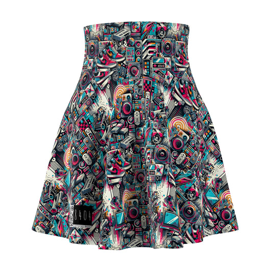 Urban Graffiti Fusion Eclectic Street Art Meets Modern Tech Culture Women's Skater Skirt - 8404 Design-50