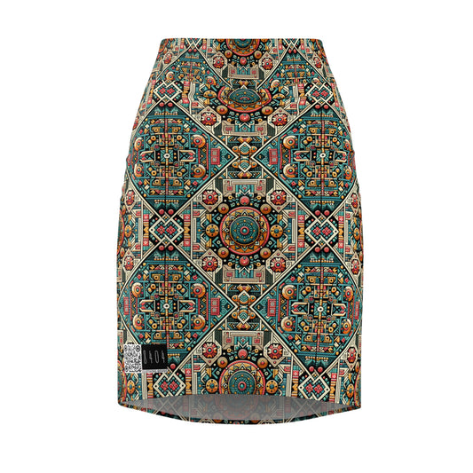 Cultural Fusion Tech Blend of Cultural Heritage With Tech-Inspired Elements Women's Pencil Skirt - 8404 Design-74