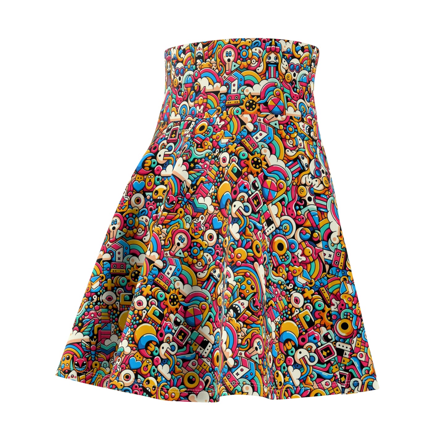 Neon Pop Playful Pop Culture Mashup Women's Skater Skirt - 8404 Design-62