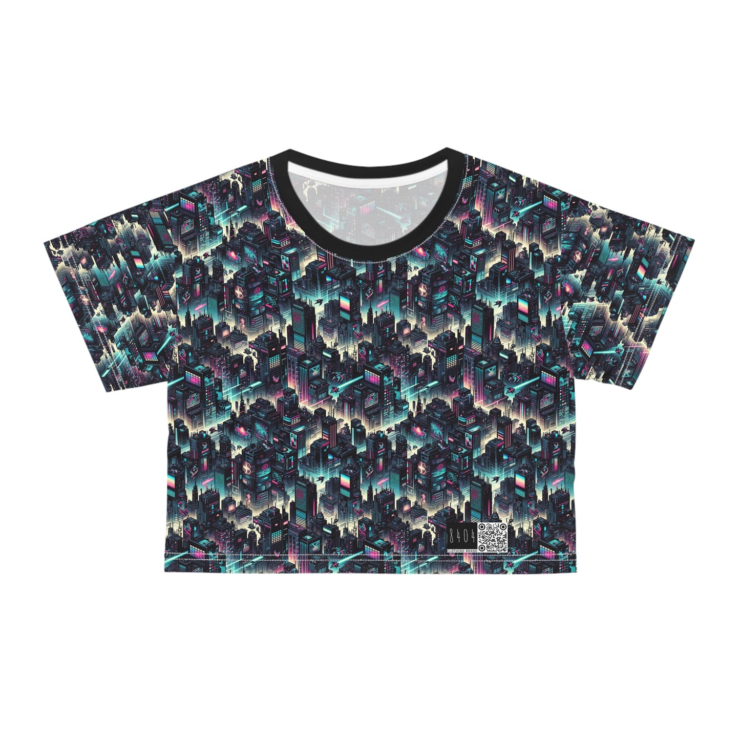 Digital Rebellion Tech-Inspired Streetwear Crop Tee - 8404 Design-51