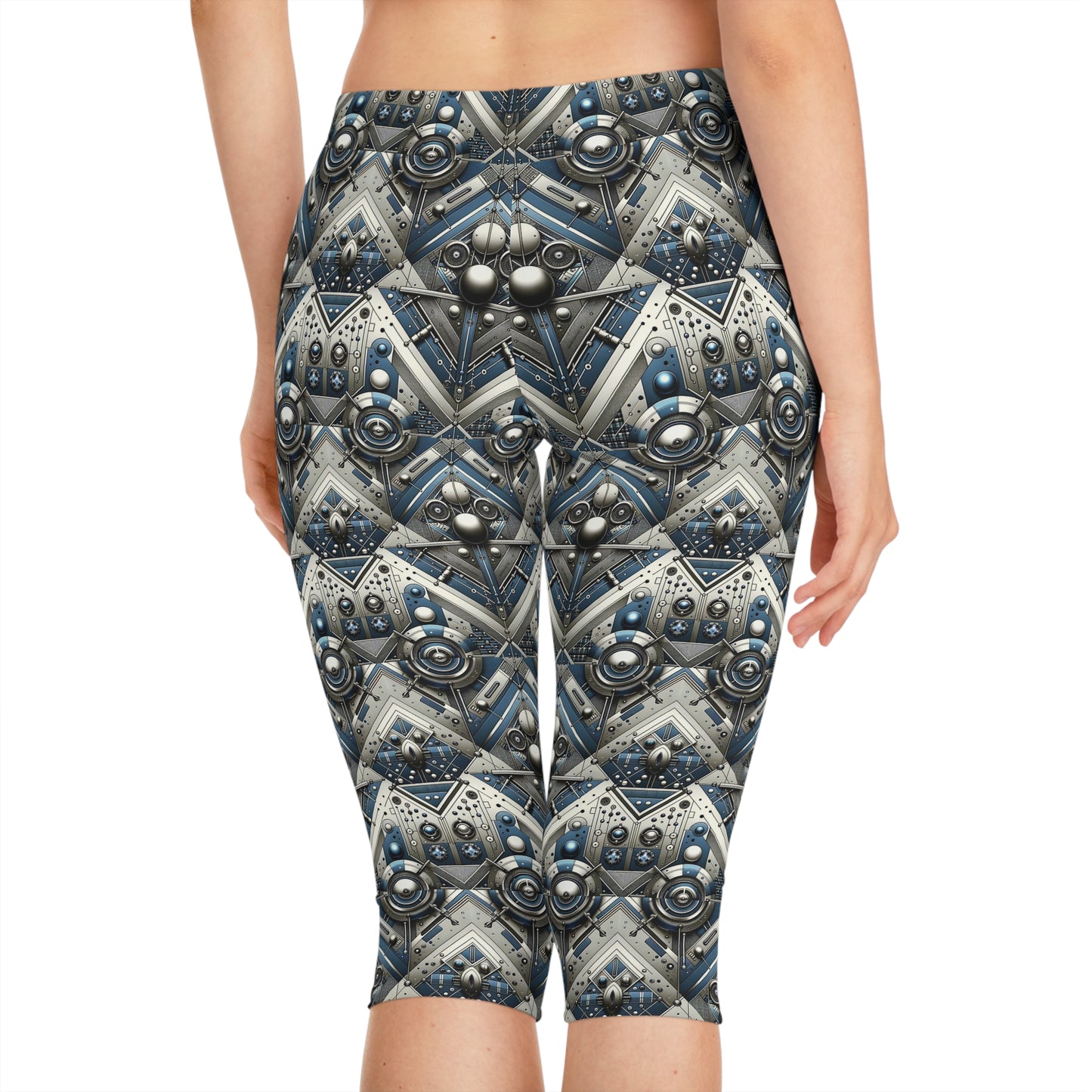 Tech Utility Fusion Tech-Forward Utility With a Futuristic Edge Women's Capri Leggings - 8404 Design-63