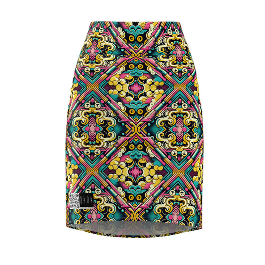 Neon Pop Art Revival Pop Culture Retro Women's Pencil Skirt - 8404 Design-59