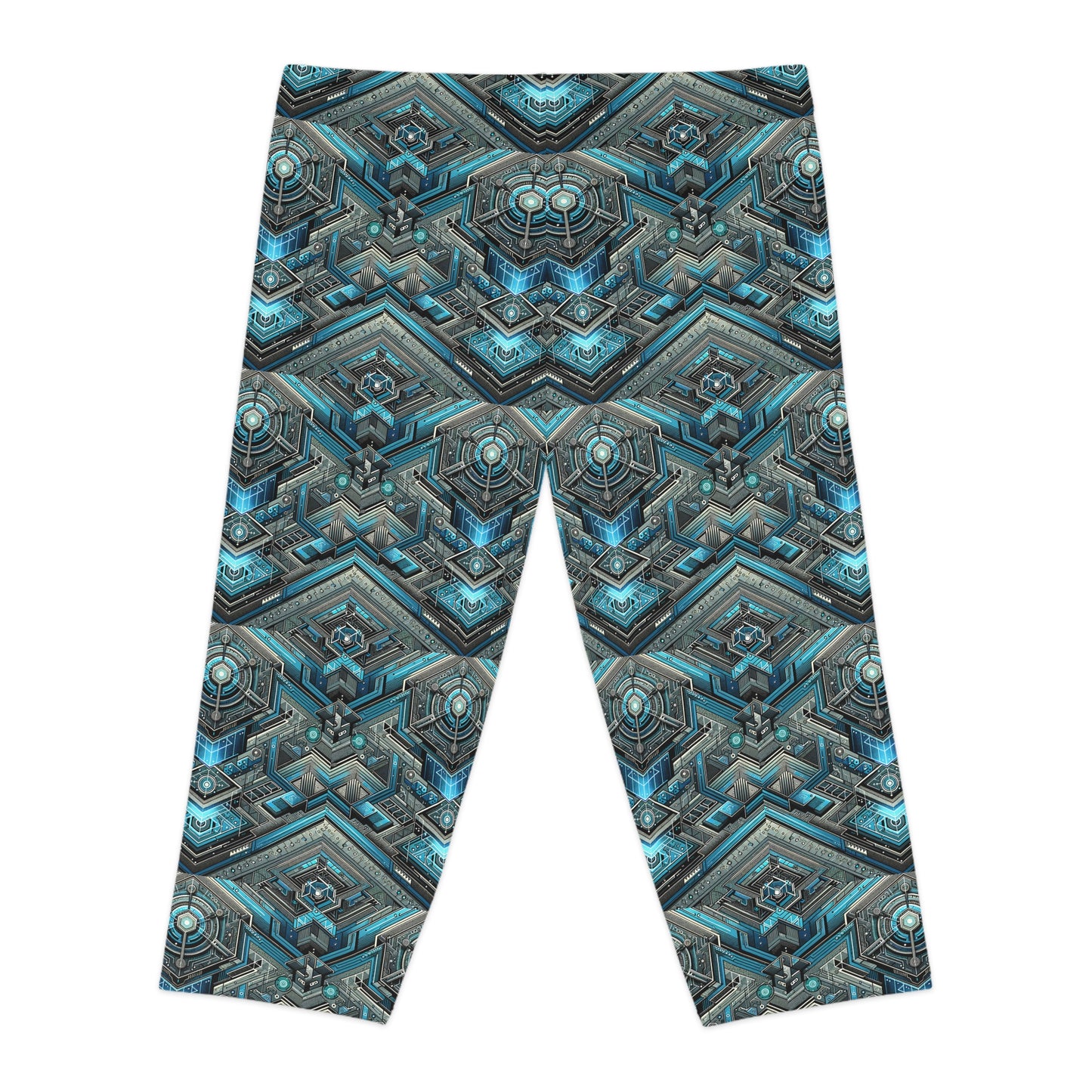 Tech-Infused Futurism Sleek Tech Edge Women's Capri Leggings - 8404 Design-49