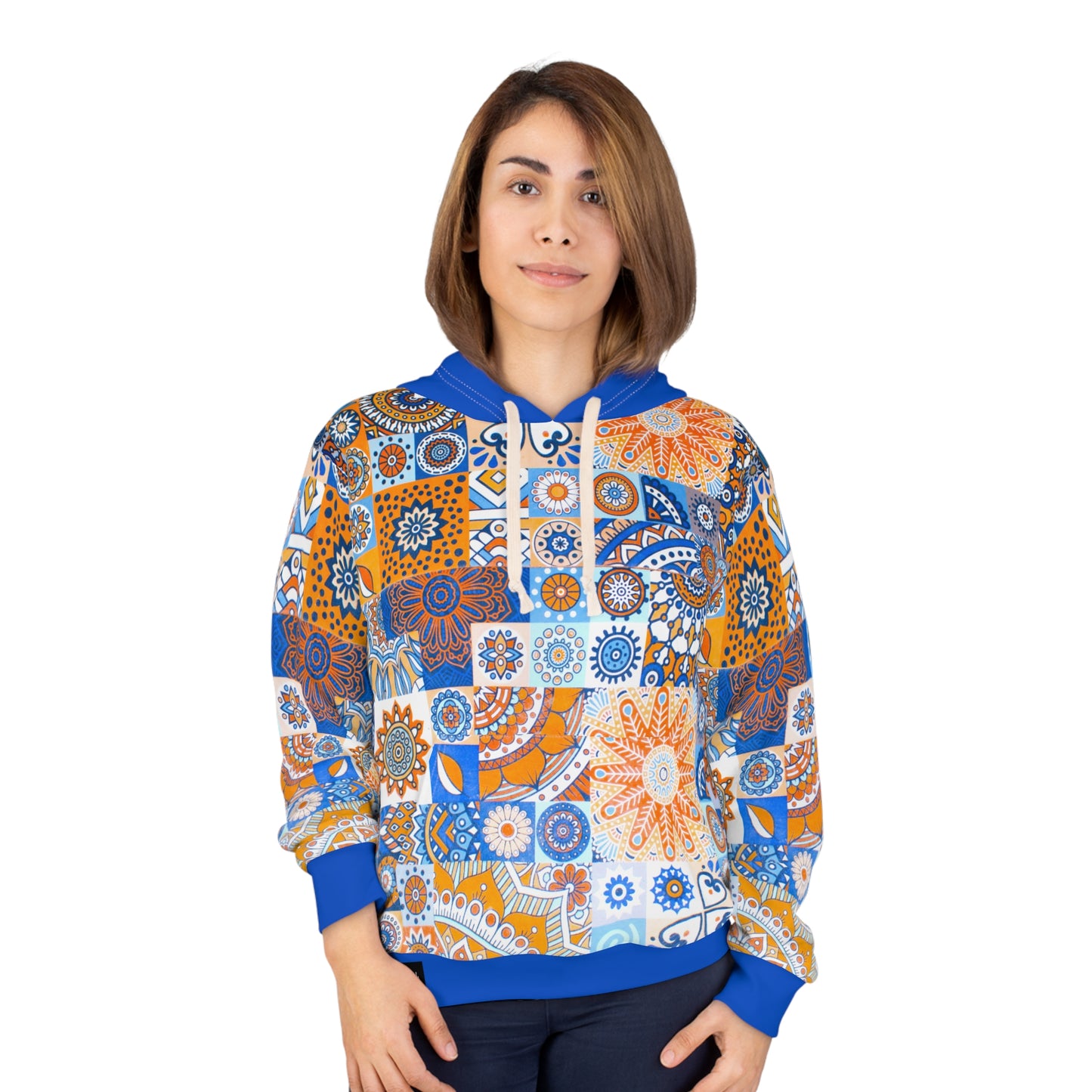 8404 Unisex Adult's "mosaic Collage" Fashion Pullover Hoodie in Blue