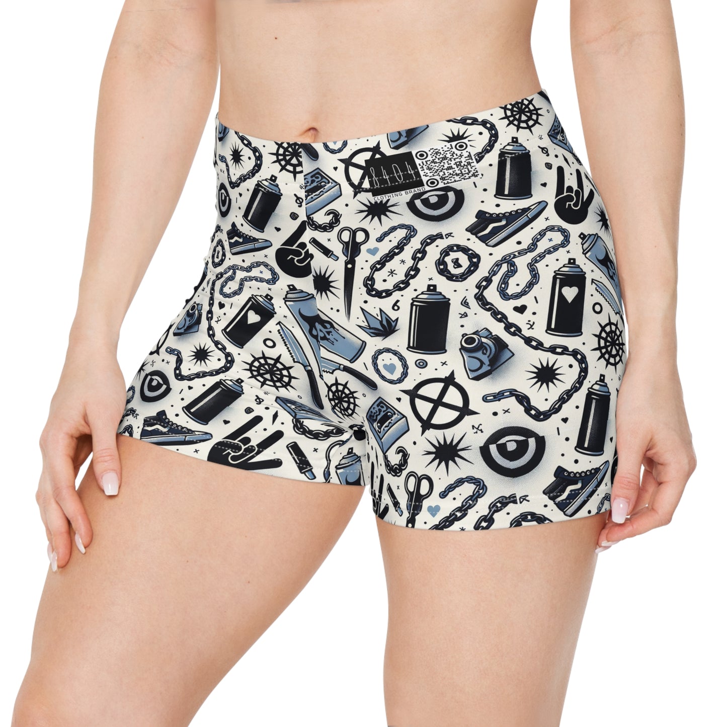 Cultural Rebellion Graphics Edgy and Rebellious With a Hint of Nostalgia Women's Shorts - 8404 Design-57