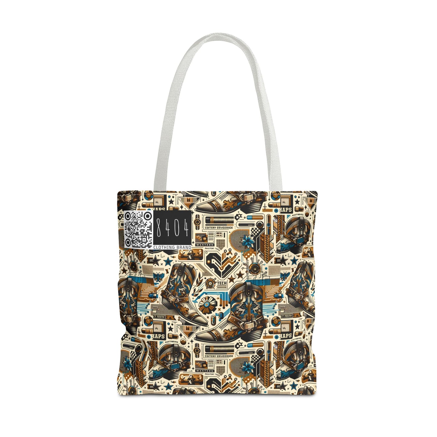 Digital Cowboy Chic Tech-Infused Western Fusion Tote Bag - 8404 Design-45