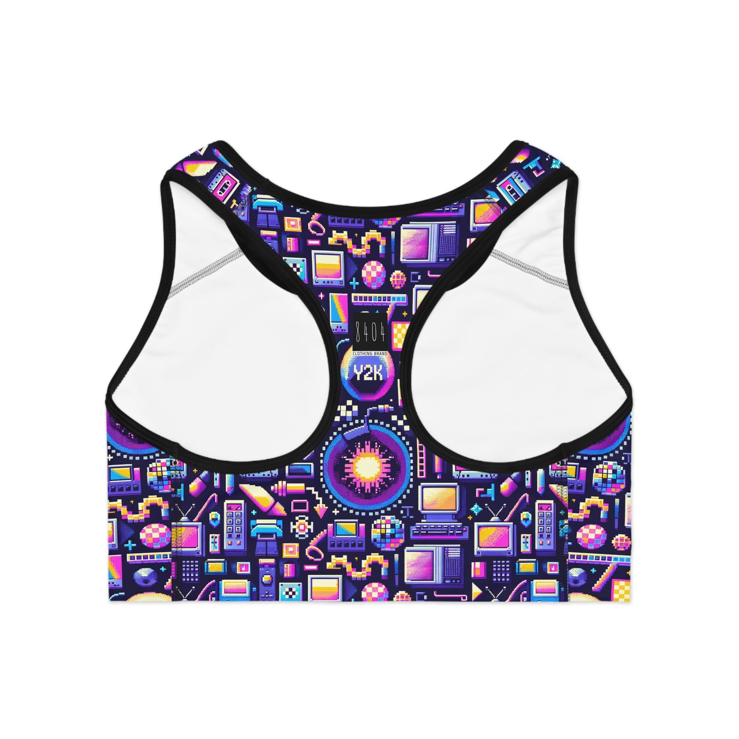 Digital Nostalgia Modern Retro Fusion Sports Bra - 8404 Design-64