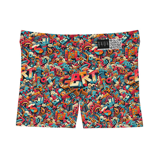 Neo-Traditional Street Art Modern Street Art Fusion Women's Shorts - 8404 Design-58