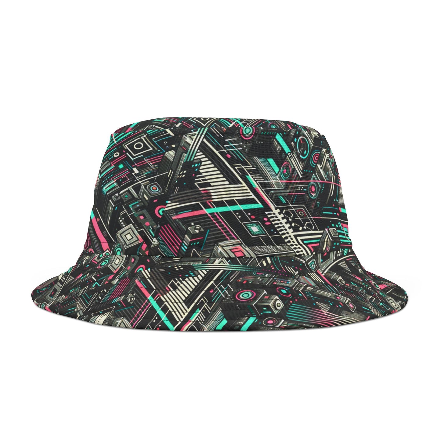 Digital Dreamland Tech-Inspired Streetwear Bucket Hat - 8404 Design-51
