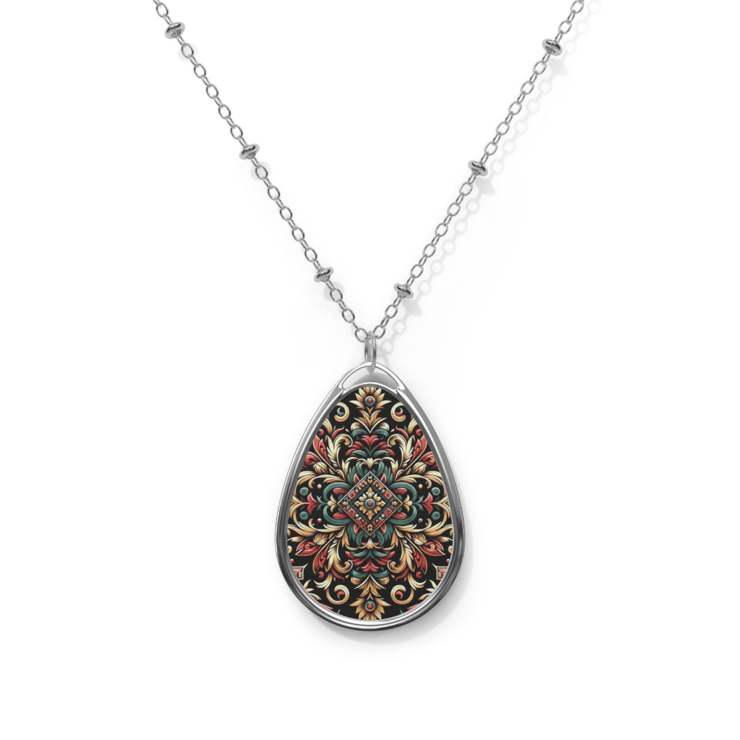 Streetwear Renaissance Artistic Clash of Old and New Oval Necklace - 8404 Design-46