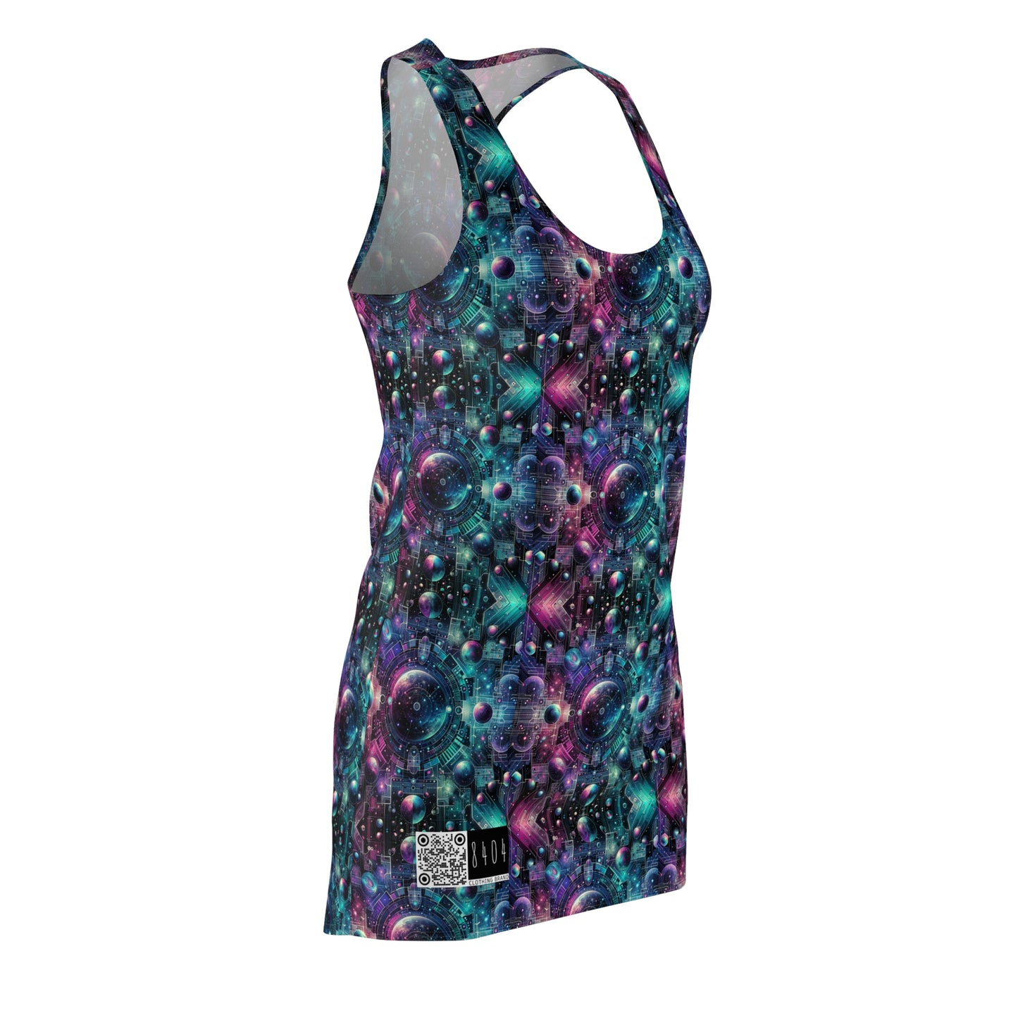 Galactic Hues Tech-Forward Cosmic Fusion Women's Cut & Sew Racerback Dress - 8404 Design-59