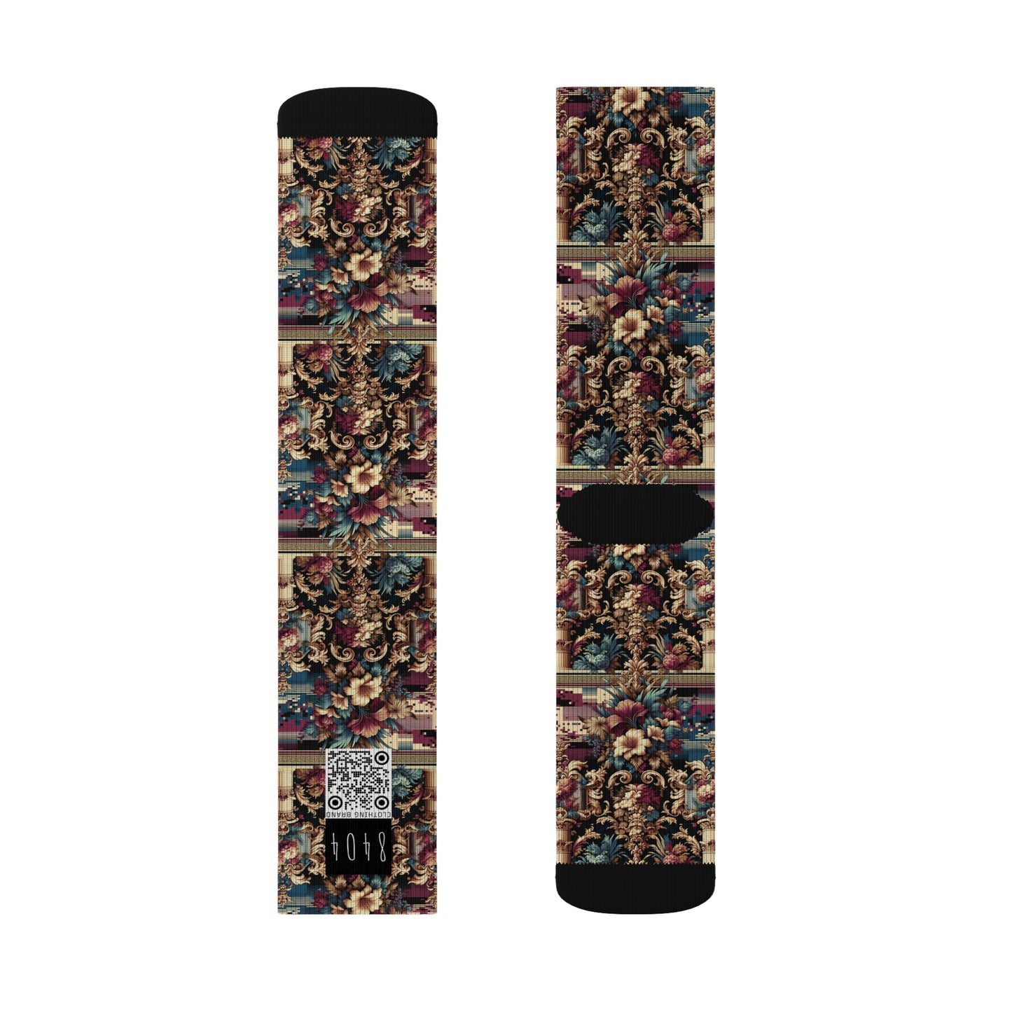 Digital Renaissance Modern Baroque Fusion Sublimation Socks - 8404 Design-58