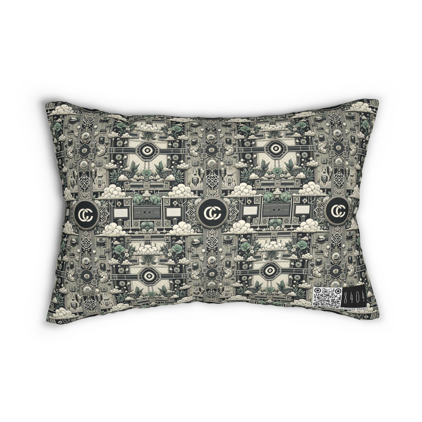 Cyber Garden Party Tech Garden Extravaganza Spun Polyester Lumbar Pillow - 8404 Design-54 B