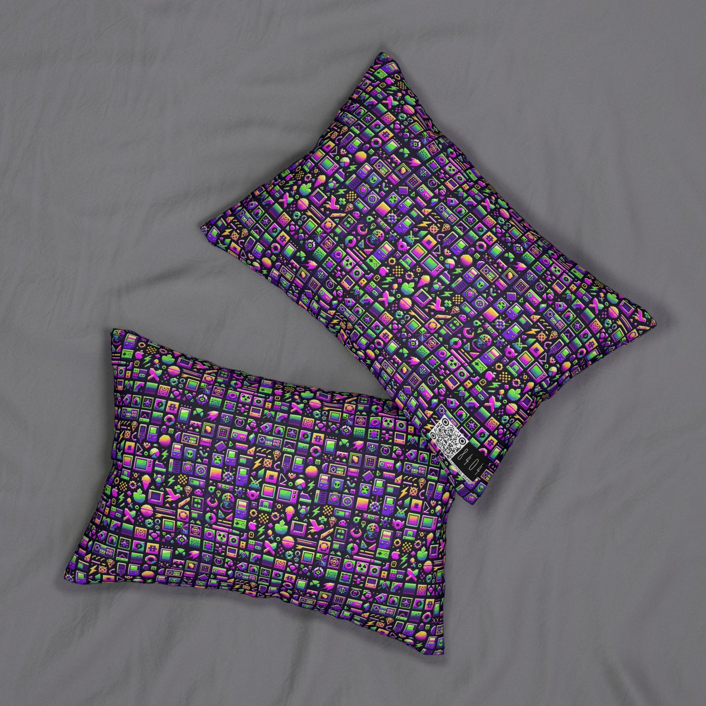 Digital Nostalgia Remix Modern Vintage Fusion Spun Polyester Lumbar Pillow - 8404 Design-49 B