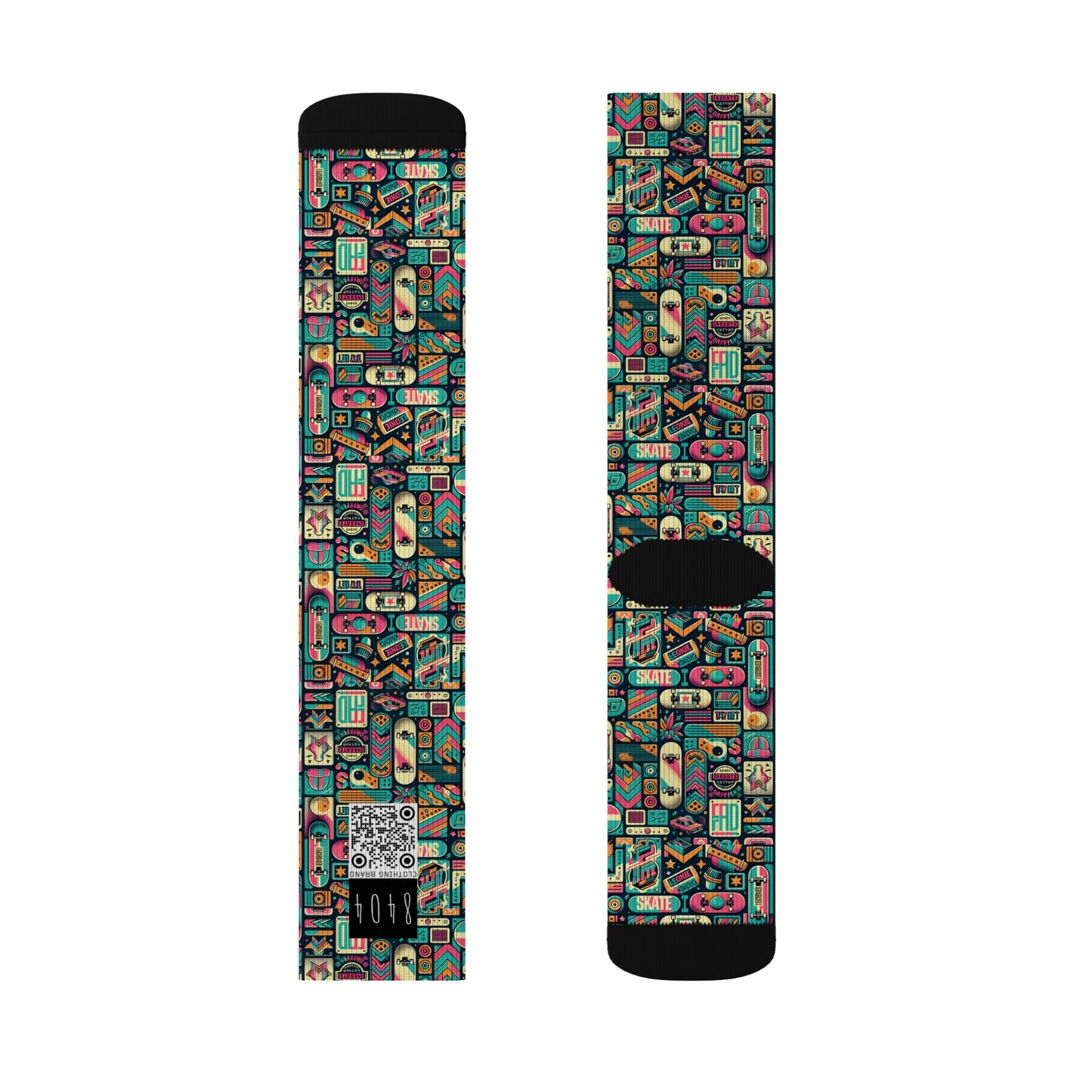 Skate Culture Revival Urban Retro Cool Sublimation Socks - 8404 Design-61