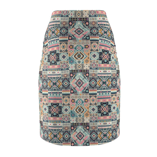Digital Artisanal Fusion Digital Artisanal Women's Pencil Skirt - 8404 Design-55