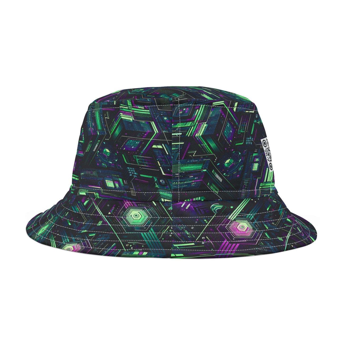 Tech Noir Aesthetics Tech-Forward Urban Dystopia Bucket Hat - 8404 Design-43