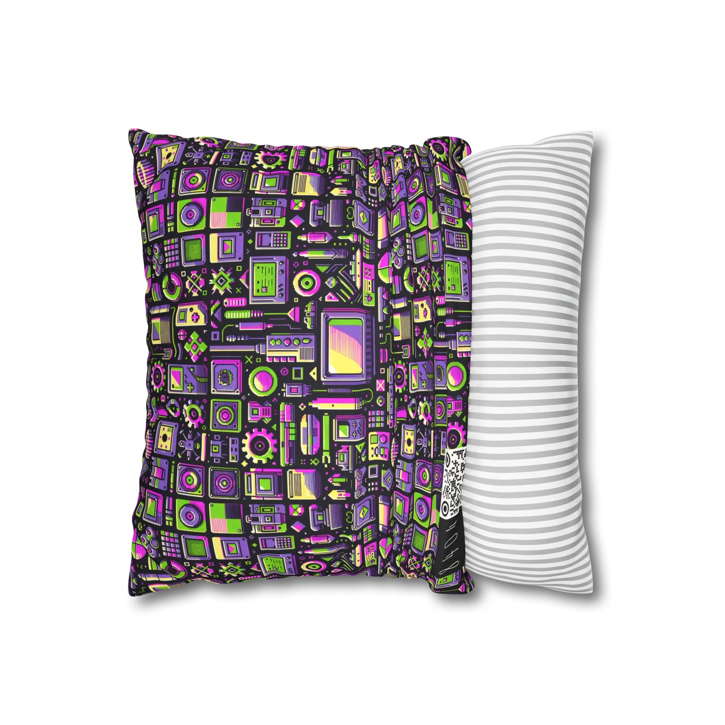 Digital Nostalgia Remix Modern Vintage Fusion Faux Suede Square Pillowcase - 8404 Design-67