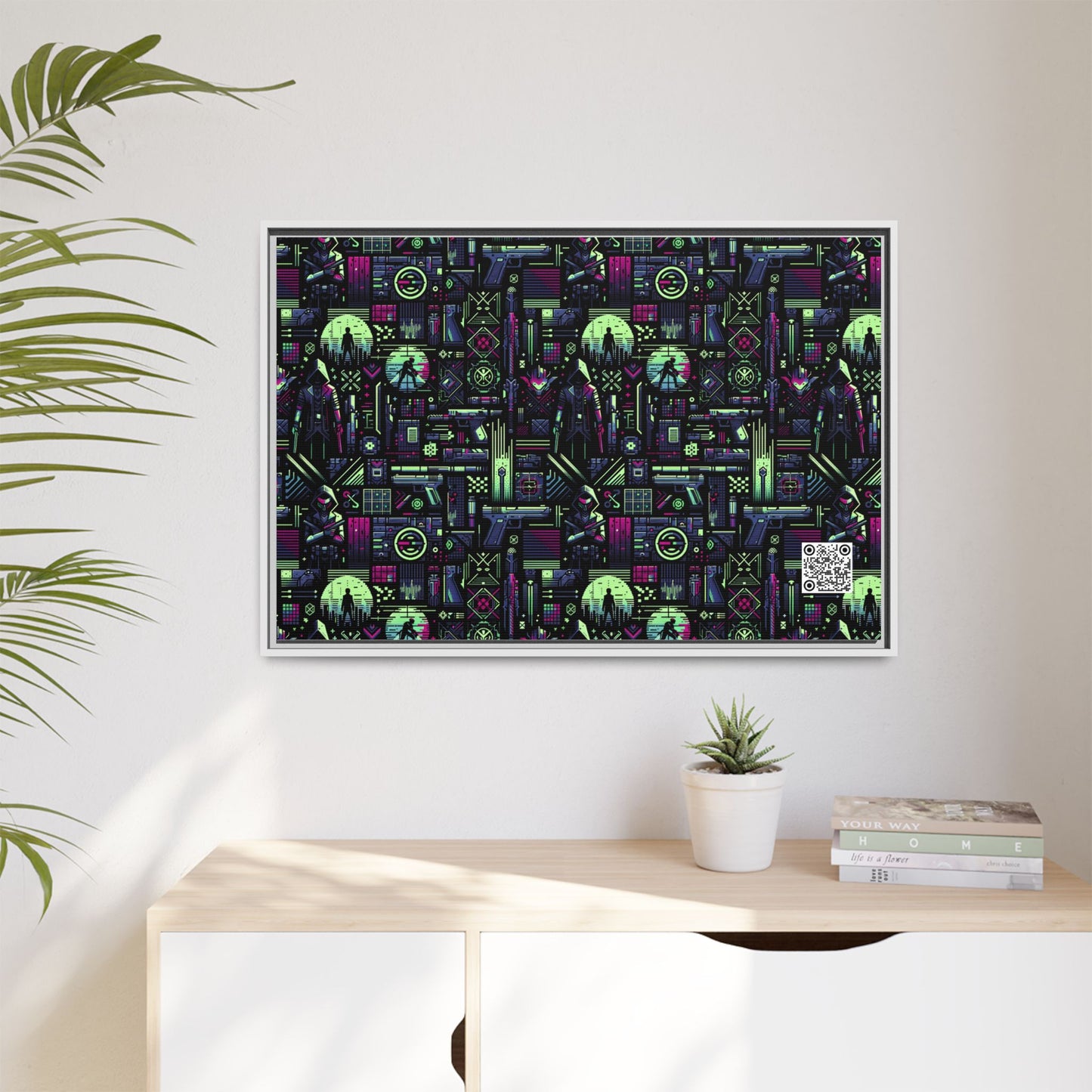 Tech Noir Futuristic Cyberpunk Matte Canvas, Framed (multi-Color) - 8404 Design-63 A