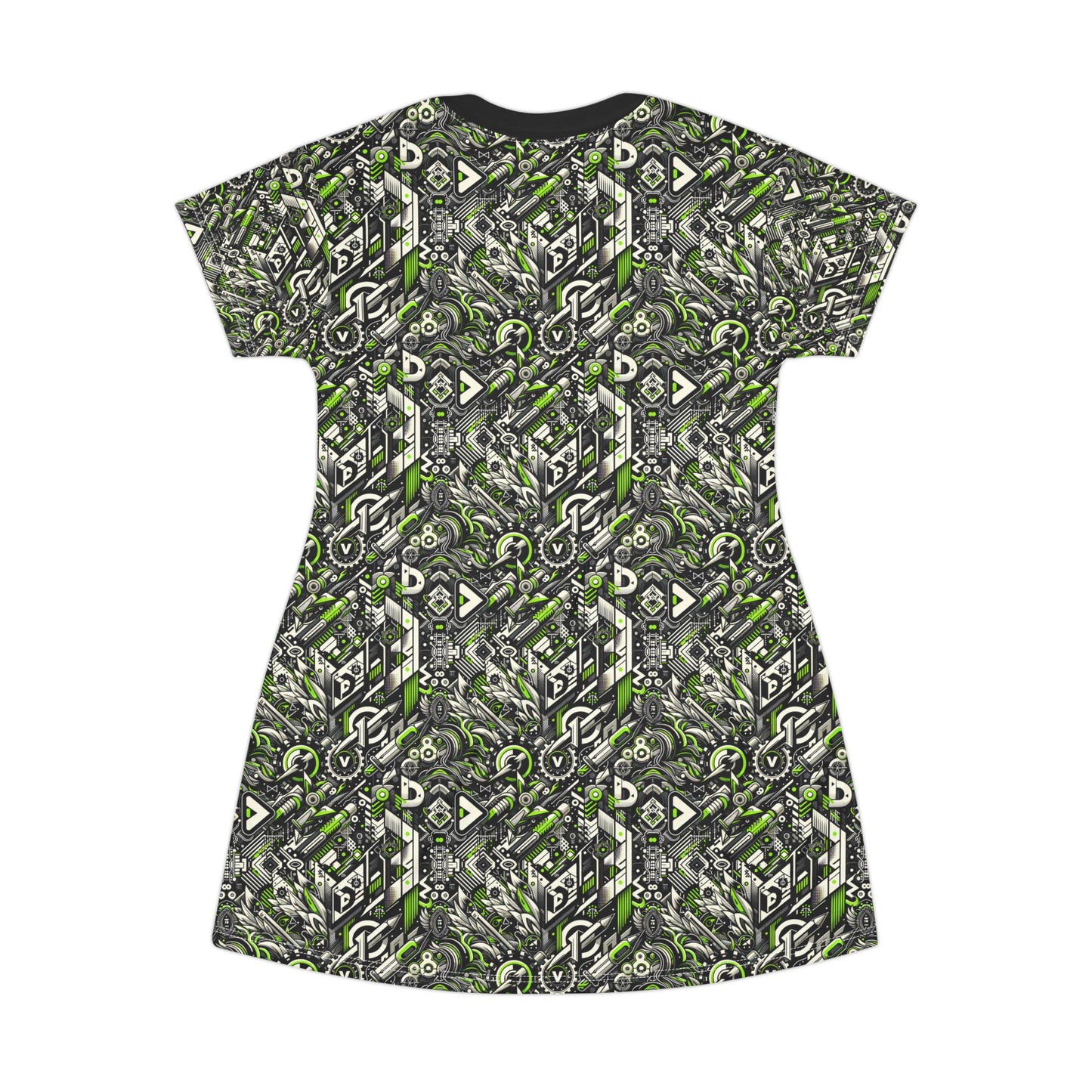 Graffiti Tech Fusion Bold Streetwear Fusion T-Shirt Dress - 8404 Design-59