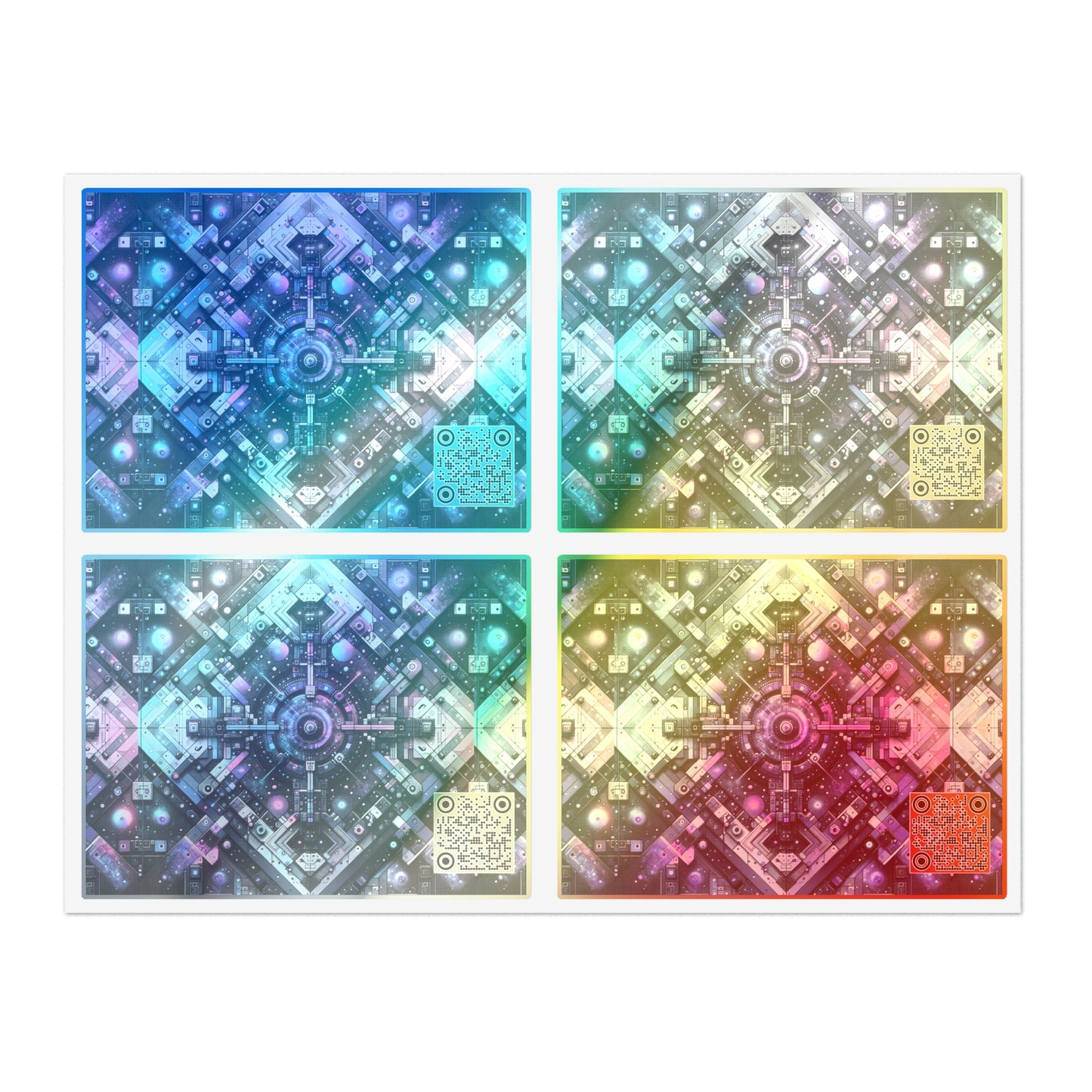 Galactic Hues Tech-Forward Cosmic Fusion Sticker Sheets - 8404 Design-54