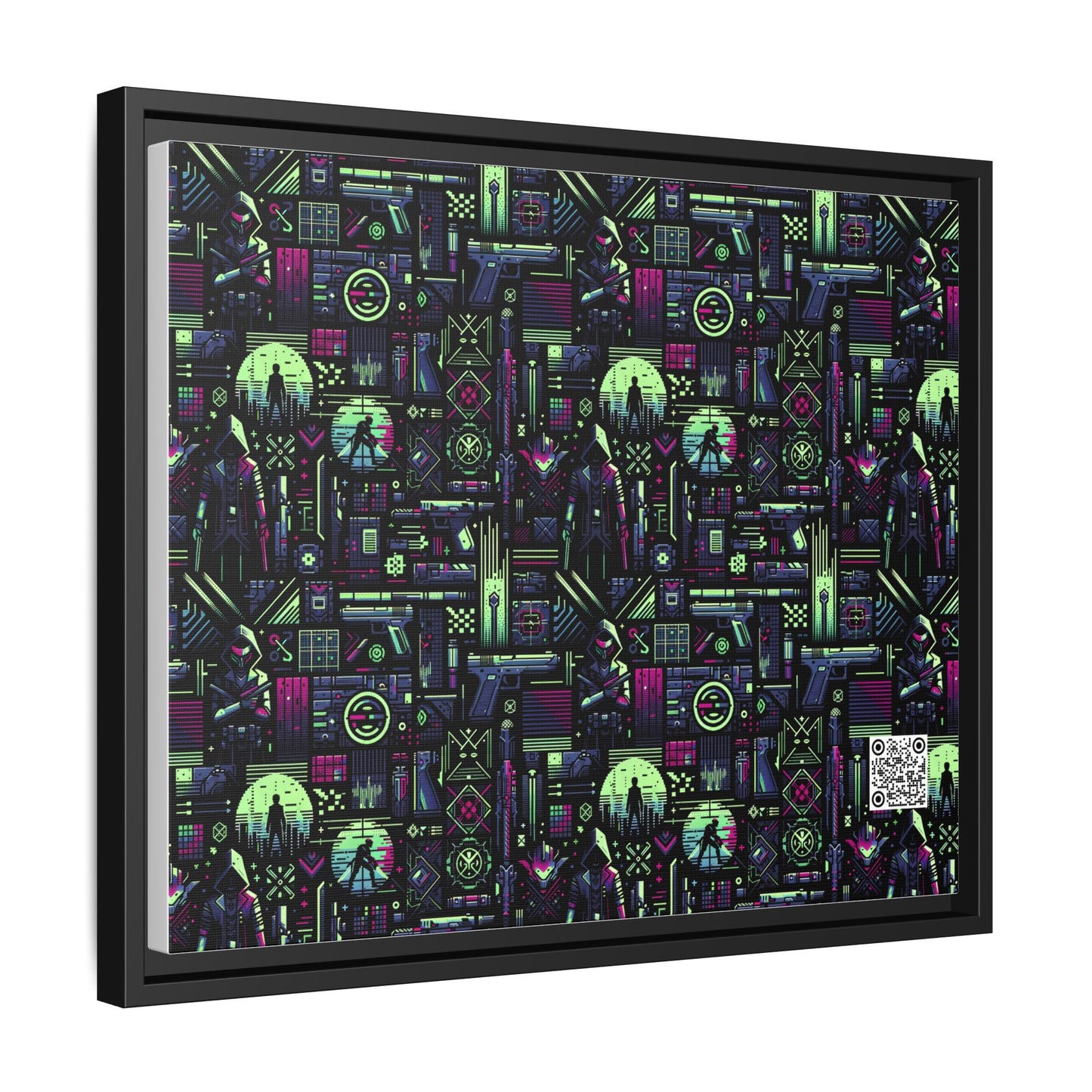 Tech Noir Futuristic Cyberpunk Matte Canvas, Framed (multi-Color) - 8404 Design-63 A
