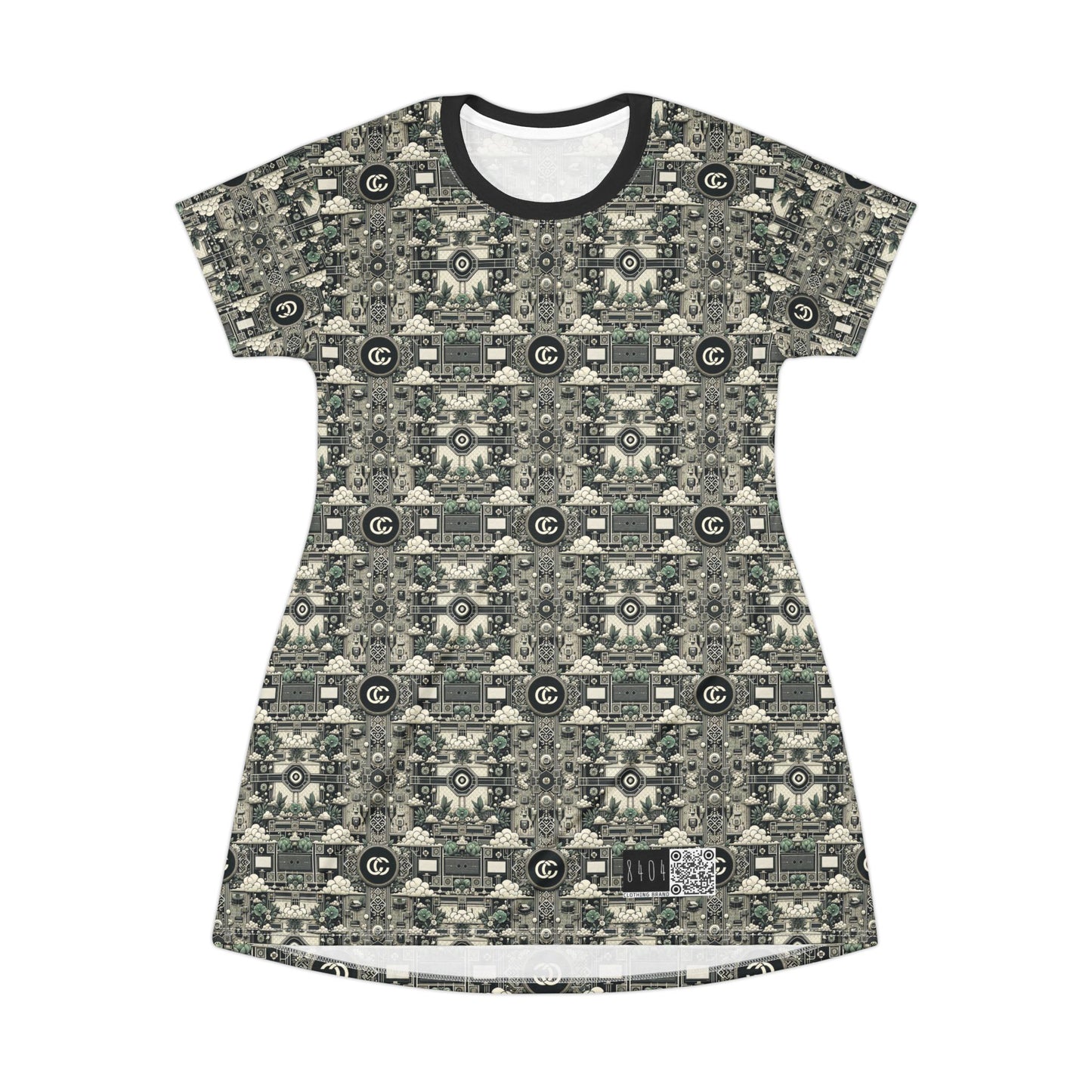 Cyber Garden Party Tech Garden Extravaganza T-Shirt Dress - 8404 Design-54