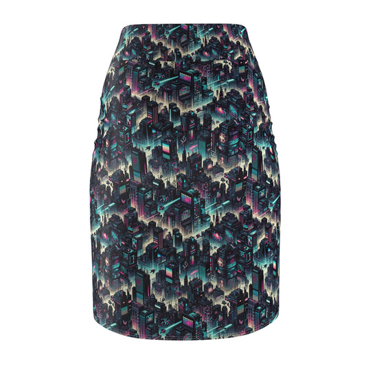 Digital Rebellion Tech-Inspired Streetwear Women's Pencil Skirt - 8404 Design-51