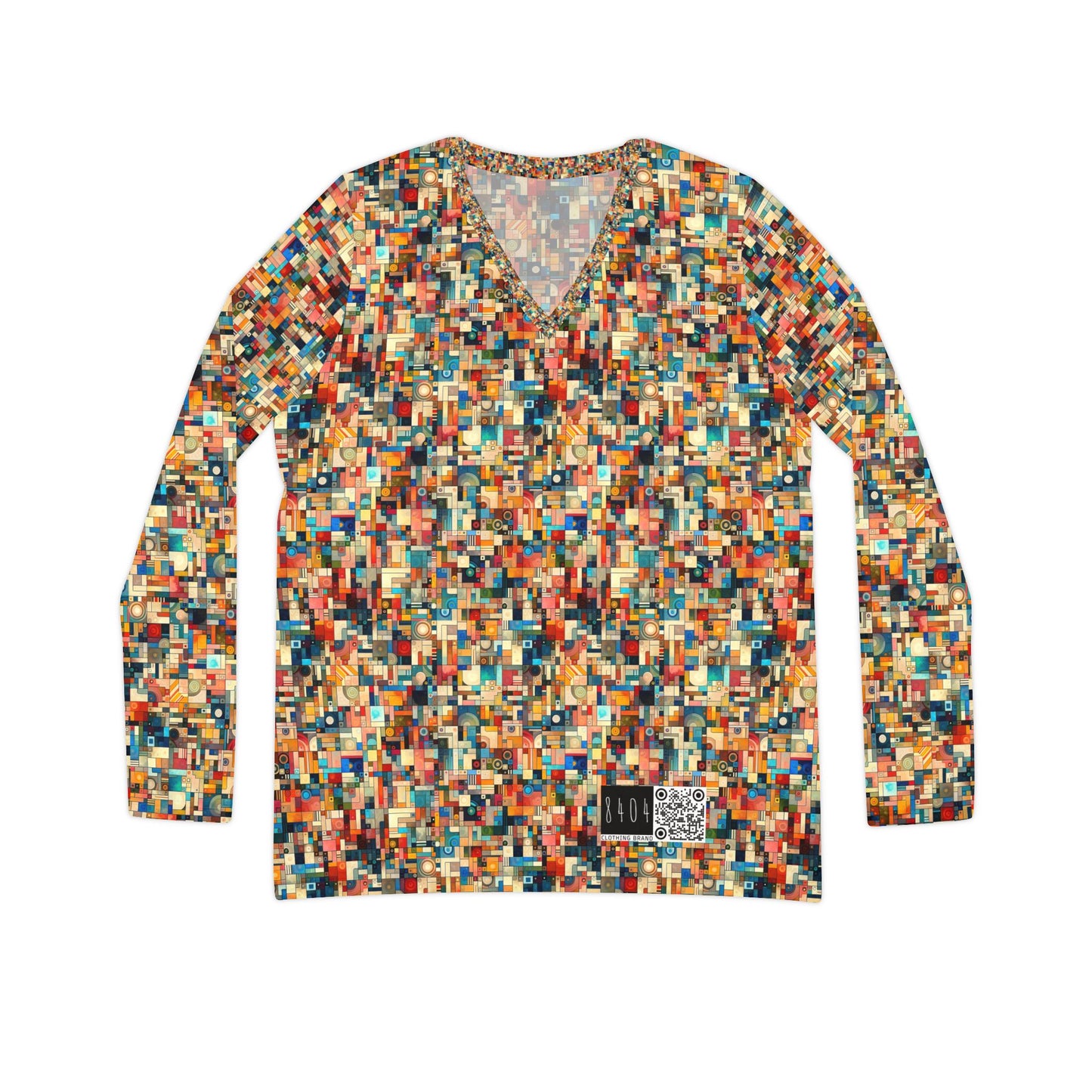 Digital Artistic Expression Artistic Streetwear Women's Long Sleeve V-Neck Shirt - 8404 Design-46