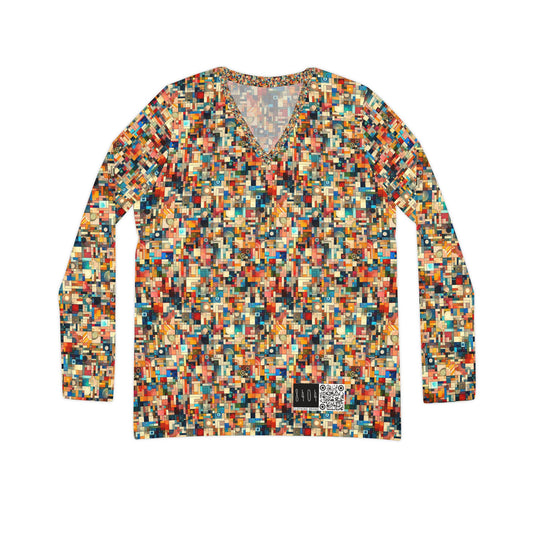 Digital Artistic Expression Artistic Streetwear Women's Long Sleeve V-Neck Shirt - 8404 Design-46