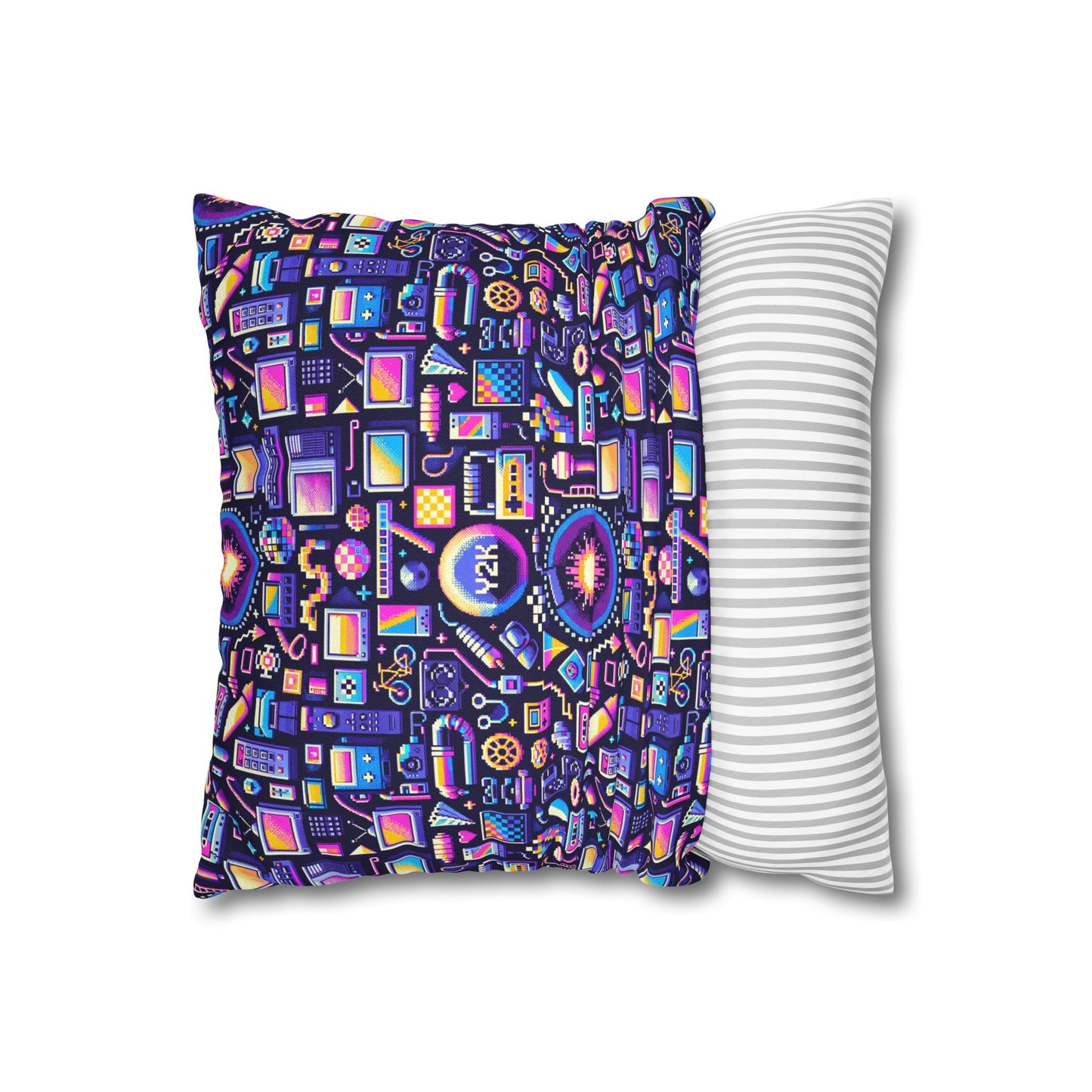 Digital Nostalgia Modern Retro Fusion Spun Polyester Square Pillowcase - 8404 Design-64