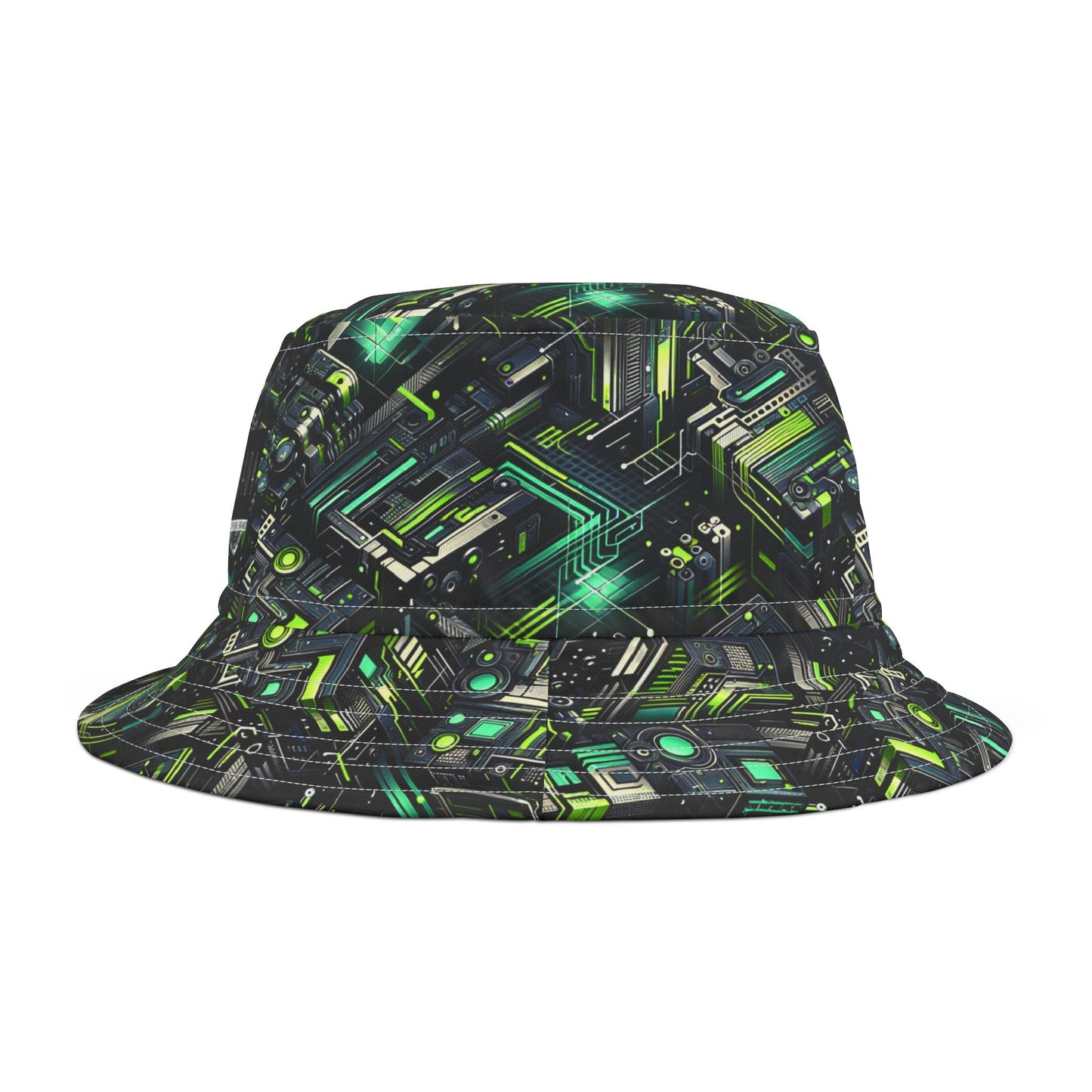 Tech-Infused Graphics Tech-Forward Streetwear Bucket Hat - 8404 Design-47