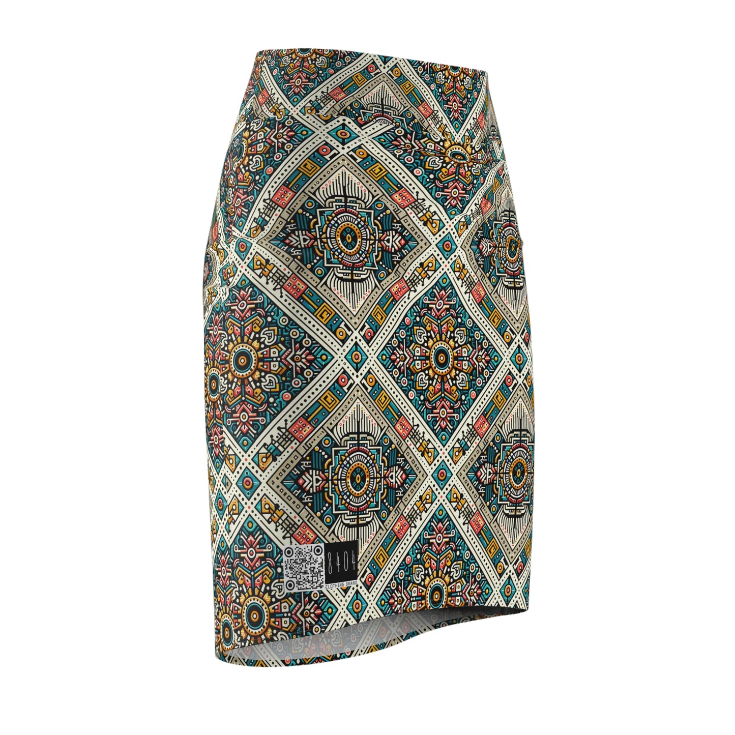 Cultural Fusion Tech Blend of Cultural Heritage With Tech-Inspired Elements Women's Pencil Skirt - 8404 Design-64