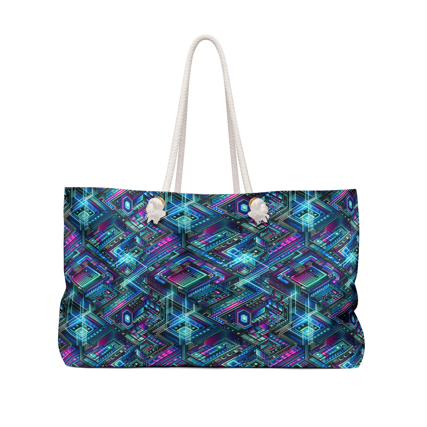 Digital Dreamland Futuristic Tech Aesthetic Weekender Bag - 8404 Design-42