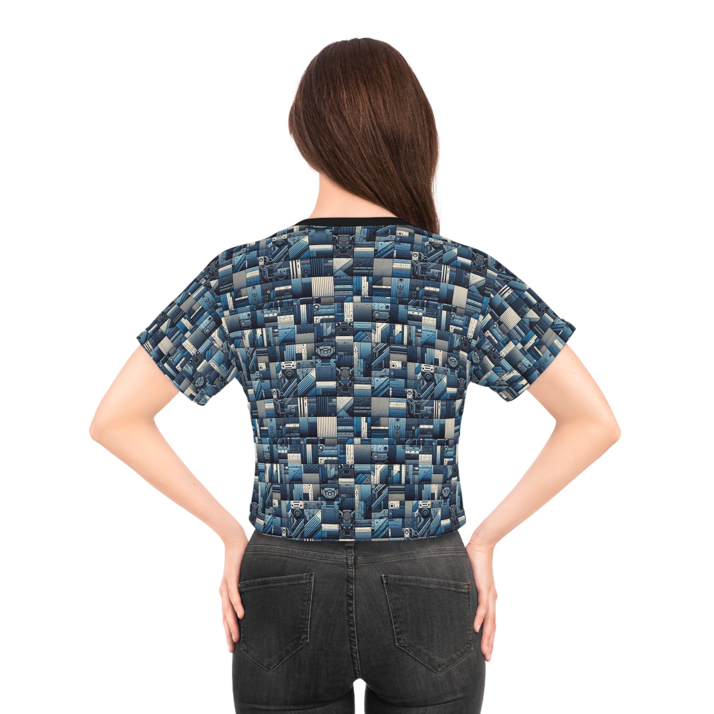 Tech-Inspired Utility Tech-Forward Streetwear With Utilitarian Edge Crop Tee - 8404 Design-44