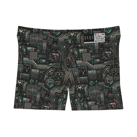 Tech Noir Aesthetics Sleek Tech Streetwear Women's Shorts - 8404 Design-52
