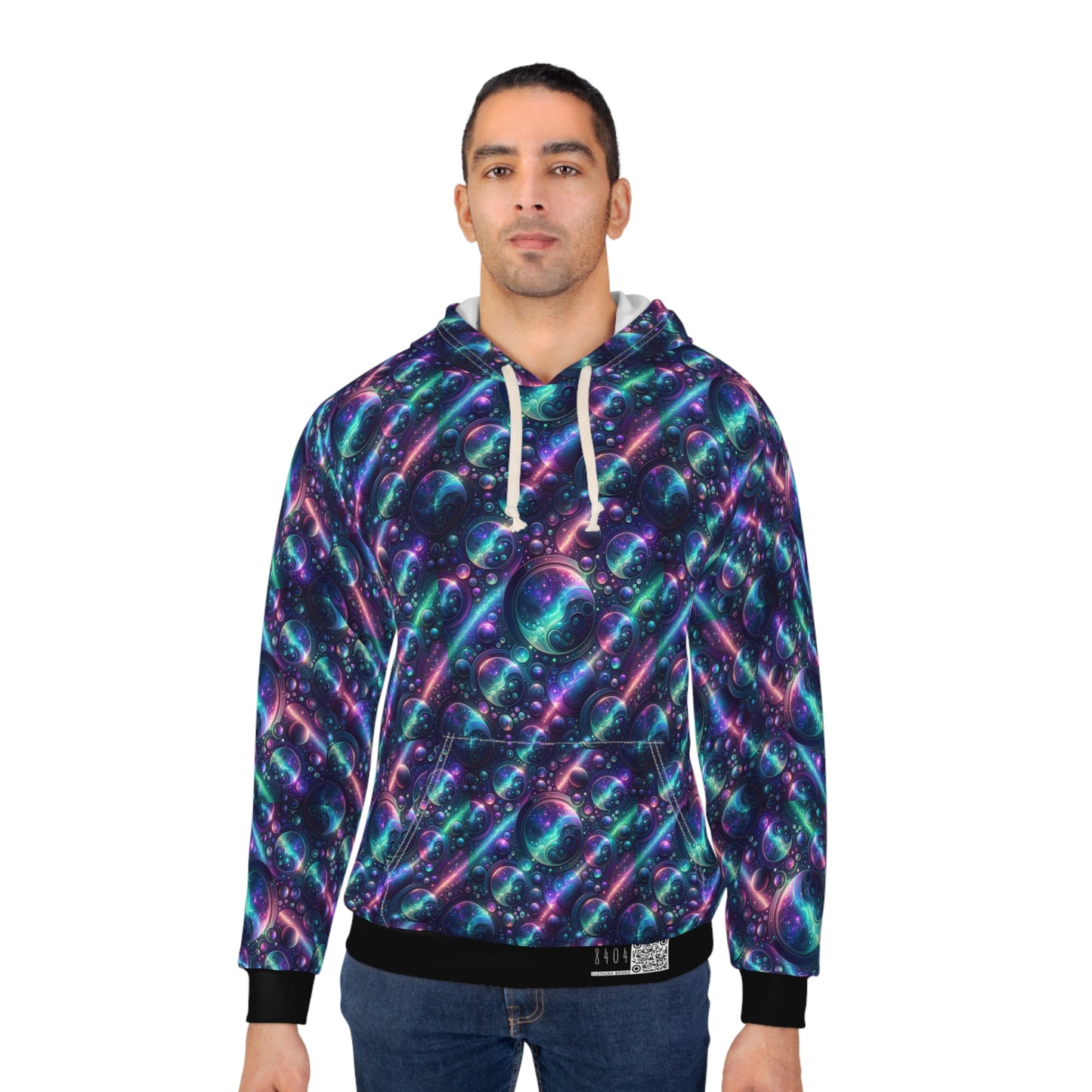 Iridescent Tech Fusion Tech-Forward Streetwear Pullover Hoodie - 8404 Design-51