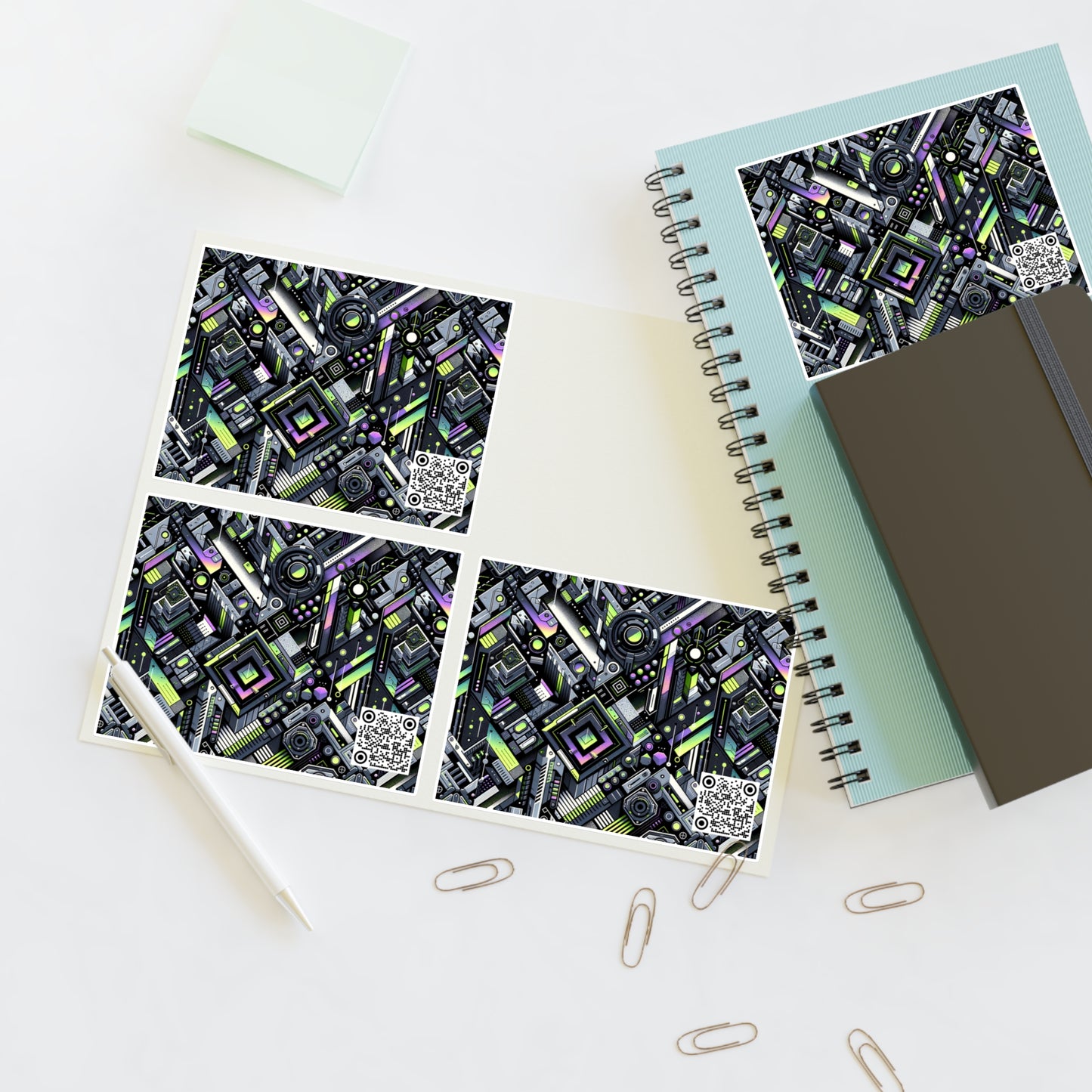 Retro Futurism Graphics Tech-Forward Streetwear Sticker Sheets - 8404 Design-49