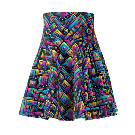Tech-Inspired Graphics Cyberpunk Cool Women's Skater Skirt - 8404 Design-46