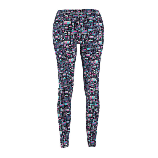 Digital Rebellion Youthful Streetwear with a Rebellious Digital Twist Women's Cut & Sew Casual Leggings - 8404 Design-71