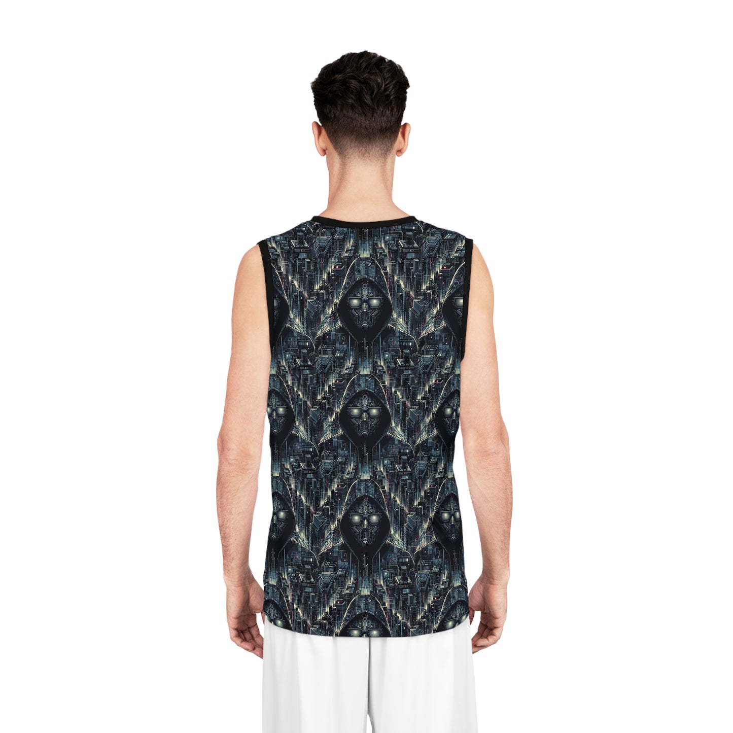 Tech Noir Aesthetics Sleek Tech Streetwear Basketball Jersey - 8404 Design-56