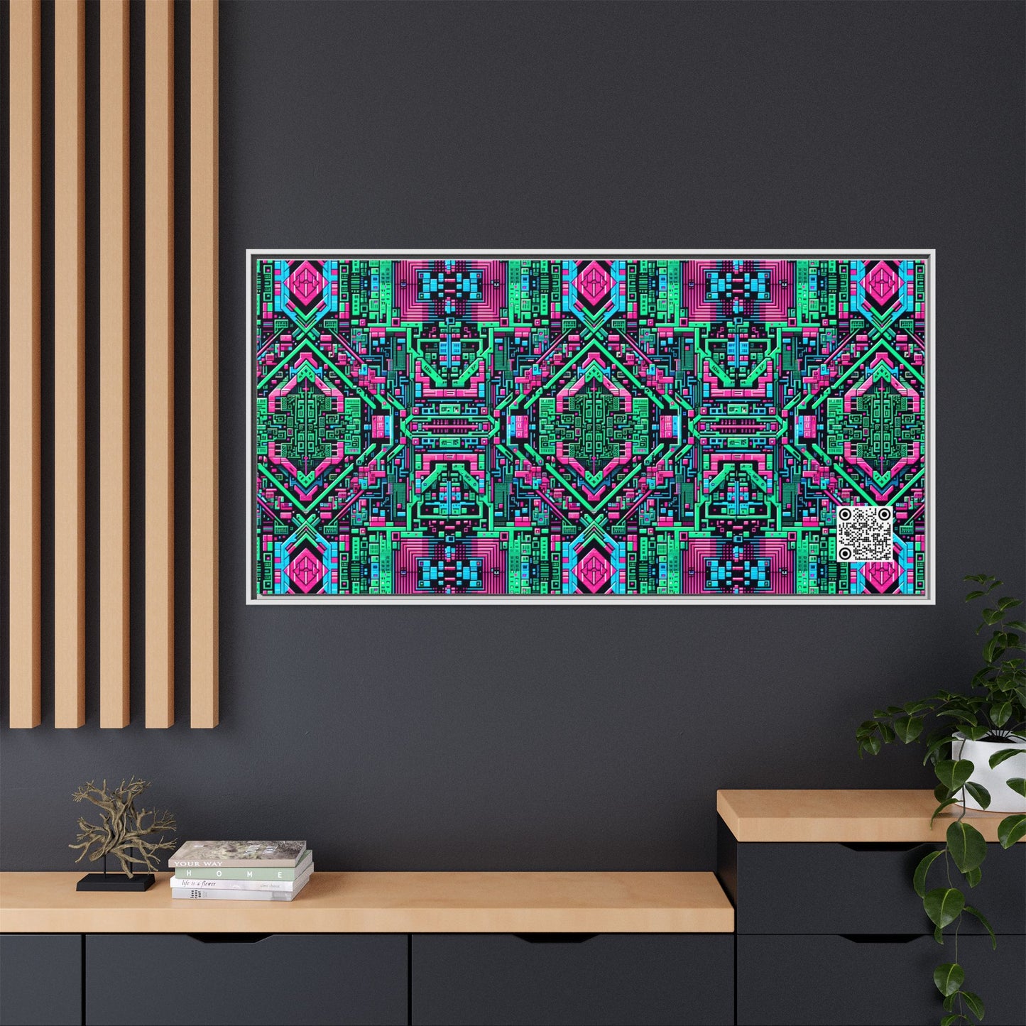 Digital Glitch Vibes Tech-Inspired Streetwear Matte Canvas, Framed (multi-Color) - 8404 Design-71 B