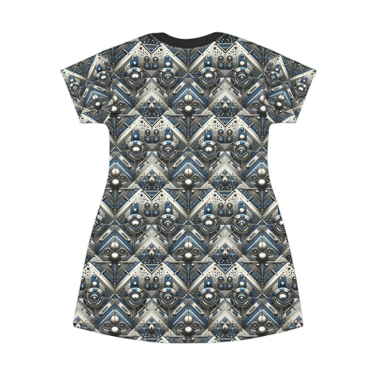Tech Utility Fusion Tech-Forward Utility With a Futuristic Edge T-Shirt Dress - 8404 Design-63