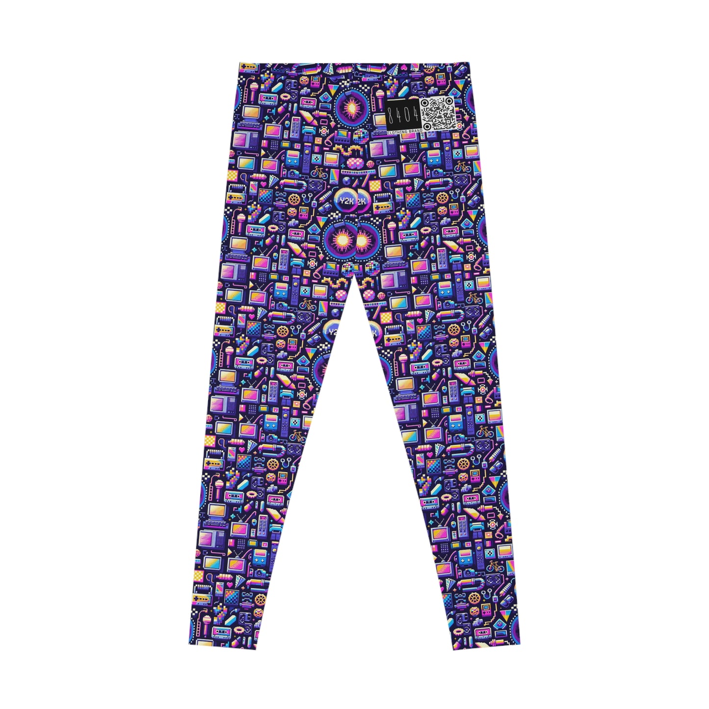 Digital Nostalgia Modern Retro Fusion Stretch Leggings - 8404 Design-64