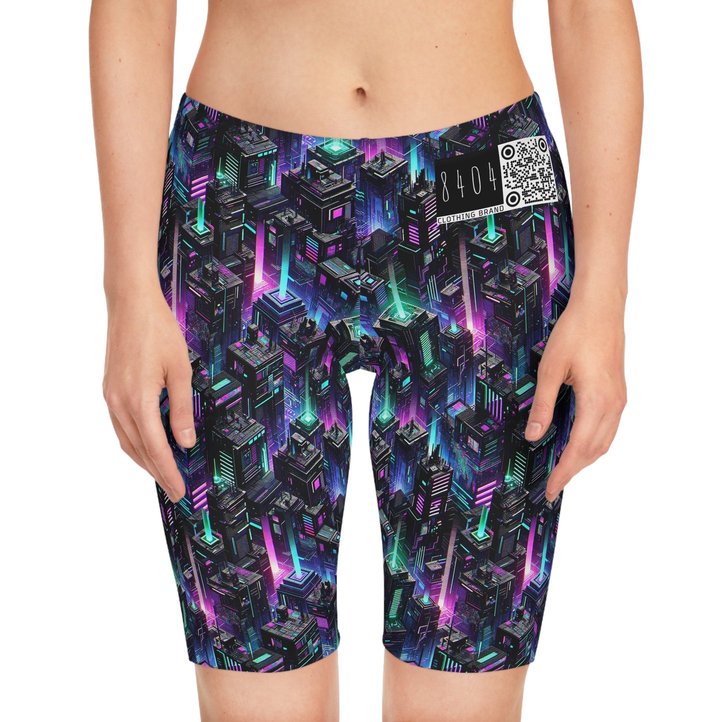 Tech Noir Graphics Futuristic Tech Aesthetics Women's Bike Shorts - 8404 Design-55